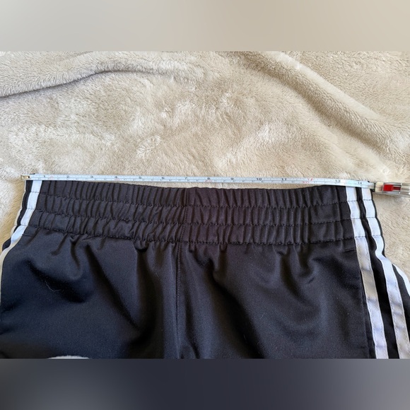 Adidas Women's Black Athletic Shorts with White Stripes - Picture 3 of 4